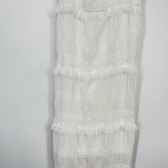 Commense Spaghetti Strap Tiered Maxi Dress size XL White Sparkle Bodycon NEW - Picture 4 of 16